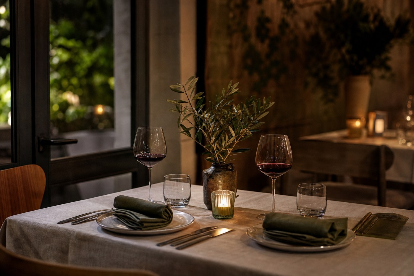 Candlelit table setting